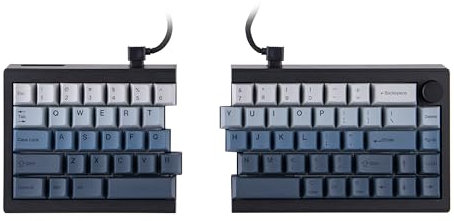EPOMAKER Split65 QMK/VIA Programmierbare Gaming-Tastatur Kabellos, Ergonomische Mechanische Tastatur mit 2.4Ghz/Bluetooth/Type-C, im Split-Layout mit RGB-Backlight (Schwarz, Flamingo Switch)