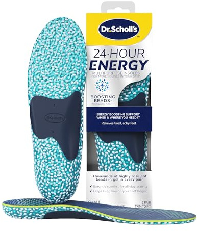 Dr. Scholl's 24-Hour Energy Multipurpose Insoles - Returns Energy with Every Step, Relieves Tired, Achy Feet with Memory Foam and Boosting Beads Technology, Flexible Arch Support, UK Shoe Size 3-7