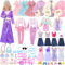 54 Stück Puppen Kleidung & Zubehör Set, Modedesign Barbie Outfit mit Kleider Pullover Schuhe Taschen Halskette Zubehör Sonnenbrille für 11.5 Zoll Puppe Spielzeug Geschenk