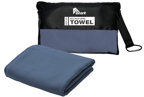 azark Microfibre Towel – Quick Dry, Lightweight & Super Absorbent – Gym, Travel, Yoga, Camping & Beach – Soft & Durable – Multiple Sizes (Navy, Small)