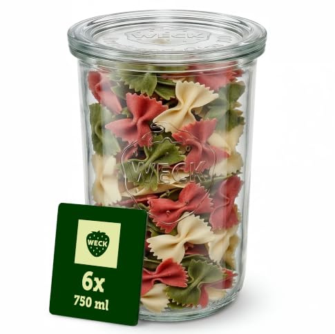Väckningsglas 850 ml – uppsättning med 6 med lock – fallform – robusta, stapelbara förvaringsburkar och konserveringsburkar – perfekt för meal prep, surdeg och fermentering – återanvändbar