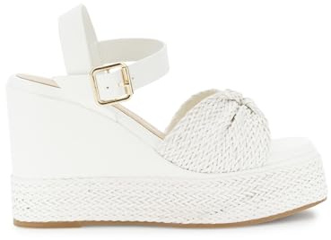 CAFèNOIR - Sandali Su Zeppa In Sintetico Effetto Pelle Intrecciata Con Cinturino, Da Donna, Colore Bianco, Taglia 39