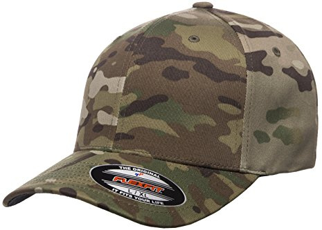 Flexfit Multicam Baseballkappe, 6 Paneele, offiziell lizenziert, Multi-Camouflage-Muster, Schwarz oder Grün, Grün Multicam, L/XL