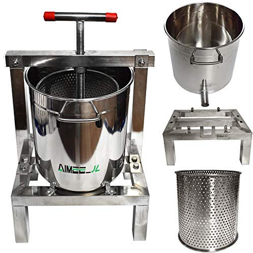 DIY Große Obst-Honigpresse, Bienenwachs-Extraktor, Bienenzuchtmaschine und Cider, Wein, Traube, Apfelpresse, Extraktor für Wein und Saft, mit 20 l Fass und 10 l Edelstahl-Sieb