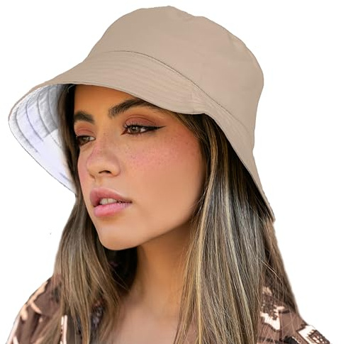 TOSKATOK® UPF 50+ Cappello da Sole rovesciato Reversibile da Donna in Cotone - 2 Cappelli in 1