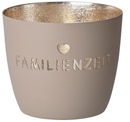 Gift Company Madras Windlicht M Familienzeit aus Eisen in der Farbe Sand-Gold, Maße: 10cm x 10cm x 8,5cm, 1030804029