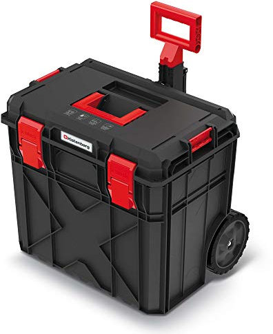 Kistenberg Werkzeugtrolley Werkzeugkoffer Werkzeugkasten Werkzeugkoffer Rollende Werkstatt (inklusive Ablagen, Werkzeughalter und Trennstege, Metallscharniere, X-Block Pro, 546 x 380 x 510 mm)