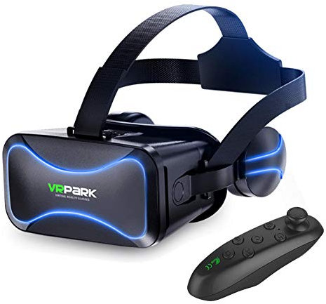 TARTIERY Casque de réalité virtuelle VR - Pour films 3D VR - Compatible avec les smartphones, appareil réglable de haute qualité avec poignée, distance de pupille et mise au point réglables.