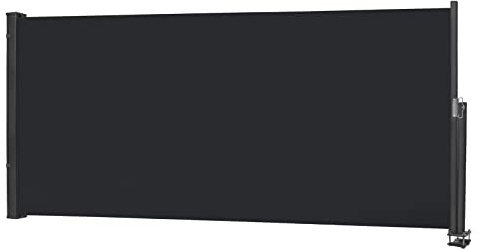 NAIZY Seitenmarkise 120x300 cm Balkon Sichtschutz Ausziehbar Seitenrollo 100% Polyester Alu Ständer Sichtschutzwand UV-Schutz Blickdicht Markise mit Griff für Balkon und Terrasse, Anthrazit