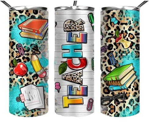 Teacher Life Tumbler Wrap Sublimation Transfer - Ready to Press - 20 oz Straight - Teaching Tumbler Wrap, School Sub Transfer, Teach Gift