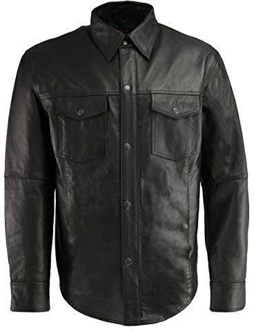 Milwaukee Leather Men's Premium Leather Casual Lightweight Biker Style Shirt - X-Large