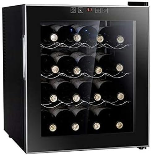 Refroidisseur De Vin Réfrigérateur 16 Bouteilles De Bodega D'un Refroidisseur De Vin Indépendant À Une Seule Zone Incorporée Avec Des Étagères En Acier Inoxydable Et En Bois Avec Mémoire Numérique