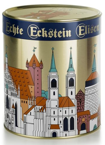 Nürnberger Elisen-Lebkuchen - 6 Stück gemischt - 450g - Dose: Historisches Nürnberg - Echte Eckstein Elisenlebkuchen