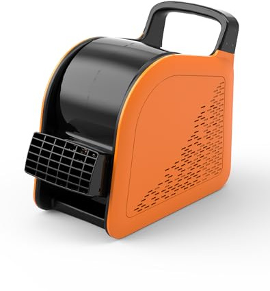 Blower Fan 185° Rotatable 3‑Speed Air Mover with 2 AC Outlets, Orange