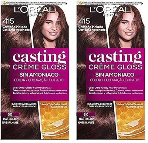 L'Oreal Paris Casting CrÈme Gloss Coloración Sin Amoniaco, Tono: 415 Castaño Helado (Paquete de 2)