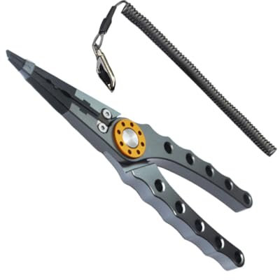 ifundom Alicates De Pesca con Mordazas Curvas Pinzas Señuelos Tijeras Pesca Cortador Línea Extractor Anzuelos con Cordón Antipérdida