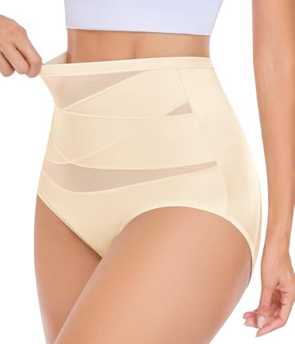 Niwicee Mutande Donna Senza Cuciture Vita Alta Slip Invisibili Pancia Piatta Culotte Comode Traspirante Elasticizzato Copertura Integrale Mutandine (Colore della Pelle, L)