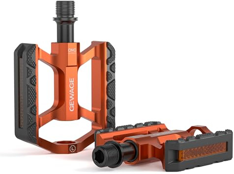 GEWAGE cykelpedaler aluminium – liten och lätt – 3 förseglade lager, kromoly-axel, halkfri plattformspedal med reflektor – MTB · trekking · City & barncykel