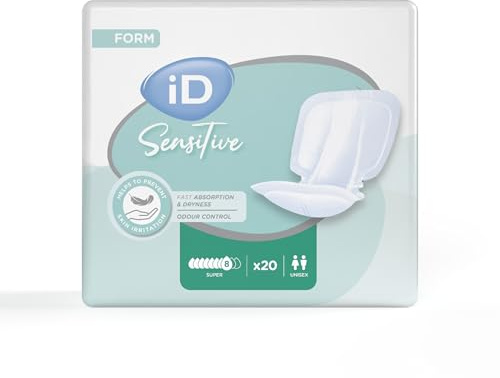 iD Sensitive Form Super Incontinence Pad - Super Absorbent, Discreet Design, Anti Leak Protection, Wetness Indicator, Odour Control, Women & Men, Adult Nappies, 2530ml, 20 Pads