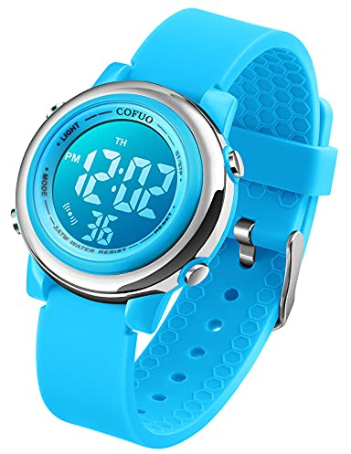 cofuo Kids Digital Sport Waterproof Watch for Girls Boys, Kid Sports Outdoor LED Electrical Watches with Luminous Alarm Stopwatch Child Wristwatch