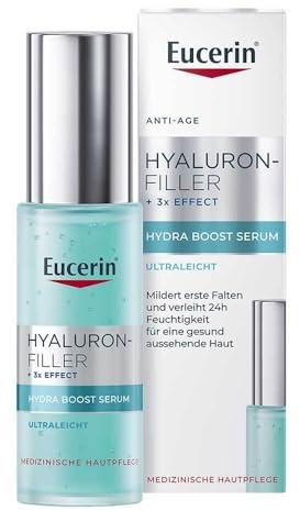 Eucerin Hyaluron-Filler Booster Idratante 30 ml, Siero idratante viso ultra leggero e rinfrescante, Siero viso Acido Ialuronico e Glicerina, Formula in gel-crema per tutti i tipi di pelle