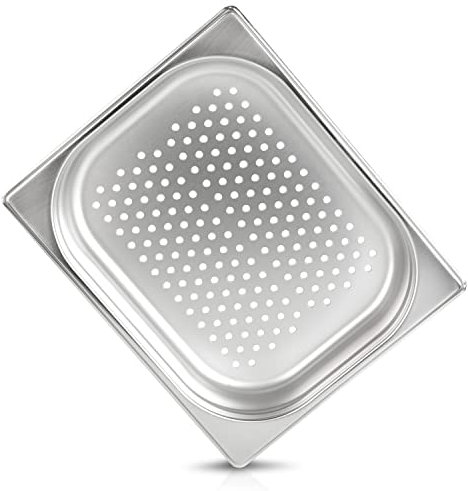 jokobela GN-Behälter 1/2 40 mm perforiert (6 mm ø) aus Premium-Edelstahl (GN-Sieb) Maße: 325 x 265 x 40 mm - Gastronormbehälter ideal für Garen mit Chafing Dish oder Bain Marie (0,6 mm dick)