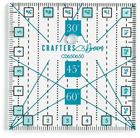 Crafters Dream Metrische Patchwork Lineal - Anti Rutsch Acryl Transparent Zentimeter Quilten, Handwerk, Patchwork, Schneiderei & Näh Lineal Alle Größen Erhältlich! (6.5cm x 6.5cm)