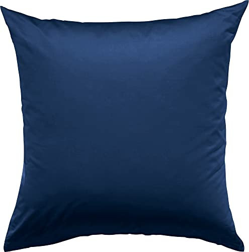 Erwin Müller Kissenhülle, Kissenbezug Mako-Satin Landshut, 100% Baumwolle - seidiger Glanz, mit praktischem Reißverschluss, temperaturausgleichend - dunkelblau Größe 80x80 cm