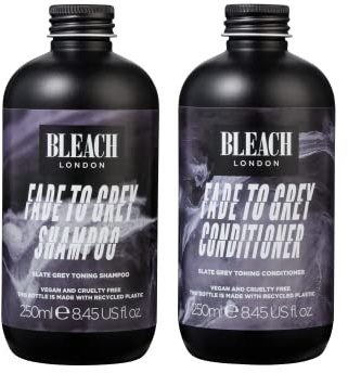 BLEACH LONDON - Fade to Grey Shampoo 250 ml and Conditioner 250 ml - Ashy grey toning shampoo and conditioner - 2 pack