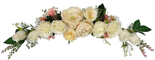 Fiori per Arco, OrgMemory Ghirlanda Fiori Artificiali, 60cm, Peonie Artificiali per Decorazioni, Ghirlanda Finti per Porte, Pareti, Decorazioni per la Casa (Champagne)