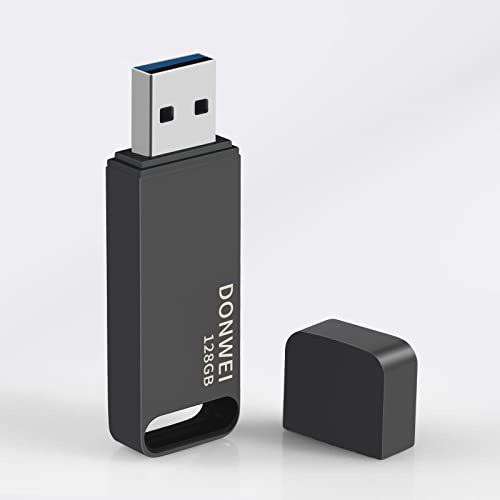 Cle USB 128 Go, Clé USB 3.0 Rapide Flash Drive, MéTal Pen Drive Clef USB Mini Portable Grande Capacité Originale Memory Stick pour Pc/Phone/Tablettes/TV/Stockage Externe (Black)