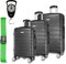 NOWI Kofferset Bergamo – 3-teiliges Koffer Hartschale Set aus ABS mit Zahlenschloss, 4 Doppelrollen, 360° drehbar, leicht & robust – Reisekoffer mit Rollen Set in Größe M, L, XL (anthrazit)