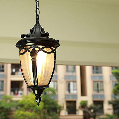 PERTID Lampadario decorativo retrò nero per esterni per hotel- Lampadari rotondi contemporanei per esterni - 1xE27 - Impermeabile IP55 - Sala da pranzo Balcone Padiglione decorativo Corri
