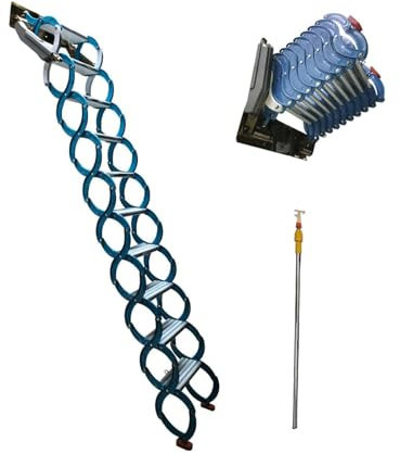 Rieort Escalier de Grenier Mural en Alliage ti-MG, Charge 660lb, échelle de Grenier rétractable, Gain de Place, échelle cachée, échelle d'extension de Maison