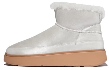 Fitflop Bottes en peau de mouton Gen-ff Ultra-Mini Métallique D/Face pour Femme, Argenté., 37 EU