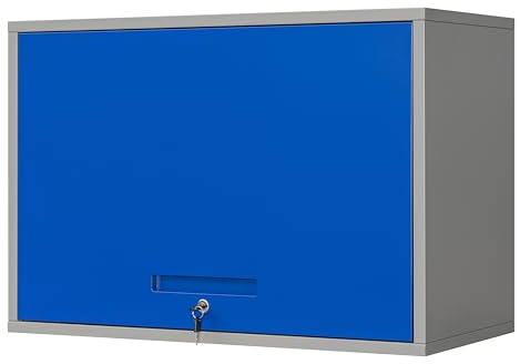 Yizosh Metal Storage Cabinet with Doors & Shelves - Wall Mounted, Floating - Blue Gray, 21.6 H - For Garage, Basement, Kitchen, Warehouse