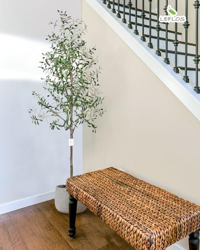 Leflos 210cm Olivo Realista de Interior, sólo para Uso Interior, con Tronco Vivo, Rama Ajustable y Aceitunas gordas, 1 Pieza