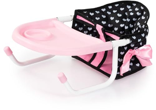Bayer Design 65860AA Tischsitz für Puppen, Puppensitz, Zubehör für Babypuppen, schwarz und weiß mit Herzchen