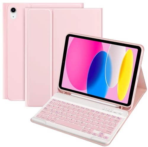 TQQ Funda con Teclado para iPad 11ª Generación A16 2025 y 10ª Generación 2022, (QWERTY Español Ñ) Desmontable Bluetooth Teclado para iPad 10/11 Gen