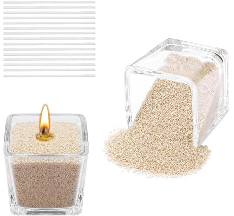 Scentoria Sable de bougie - 900 g - Granulés de cire avec mèche - 15 mèches de 10 cm - Pour la fabrication de bougies DIY