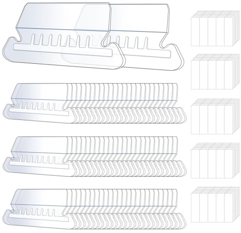 50 Set Hanging File Folder Tabs, Clear Plastic Hanging File Folder Labels Tabs with Paper Inserts Transparent Labels for Quick Identification