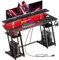 YeTom 53-inch Gaming Desk with LED Lights & Power Outlets|Carbon Fiber Gaming Table with Monitor Stand & Adjustable Storage Shelves|RGB Ergonomic Gamer Desk for PC Setup, Esports & Streaming, Black