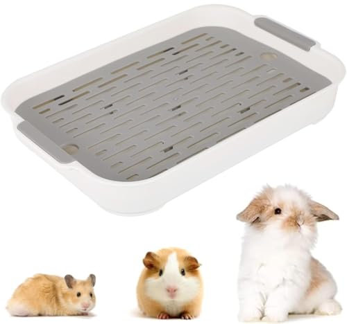 WUSJCOF Kaninchen Toilette, Kaninchentoilette, Tablett Hasentoilette, Hamster, Meerschweinchen, Kotwanne, Hasentoilette Ecke für Kaninchen, Hamster, Meerschweinchen (27 * 18.5 * 4 cm)