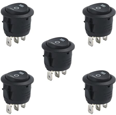 5 Stück Kippschalter 3 Positionen,Wippschalter Eingebettet Runde,Kippschalter 12v,3 Polig Rund Lampenschalter,Wechselschalter Rund,Einbauschalter Einrastbare für Auto Boot Haushaltsgeräte (Schwarz)