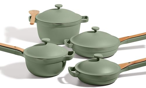 Our Place Cookware Set - 13-Piece Kit Including the Always Pan, Perfect Pot and Spatulas | Multifunctional, Toxin-Free Nonstick | Heat Safe up to 450°F | Oven, Stove, Induction Compatible | Sage