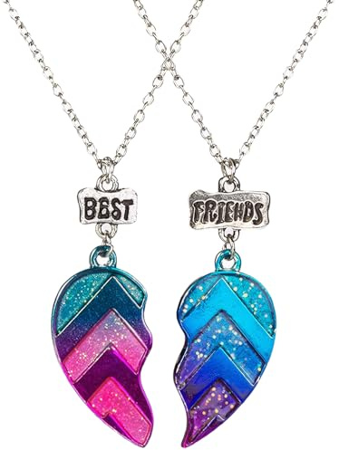 Cuicany 2 stycken halsband damer vänskapskedja, Bff kedjor för 2 flickor, kedja hjärta hänge, vänskapskedja för 2, hjärta hänge bästa vän, för kvinnor flickvän personligt smycke, 1, Metall, Zirkon
