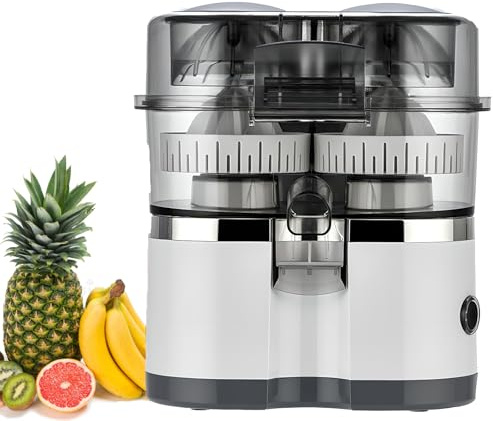 Exprimidor Eléctrico de Cítricos de 500 Ml, Exprimidor Automático de Naranjas y Limones, Rebanador Integrado de Doble Cabezal, Operación de Un Solo Toque, Para Mandarinas, Naranjas y Kiwis white