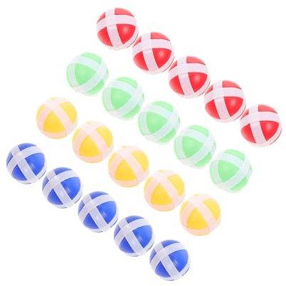 OFFSCH 20Pcs Sticky Balls for Board Game Accessories Hook and Loop Tossing Balls for Lightweight Dart in Red Yellow Blue Green Enhances Hand-eye Coordination and Fine Motor Skills