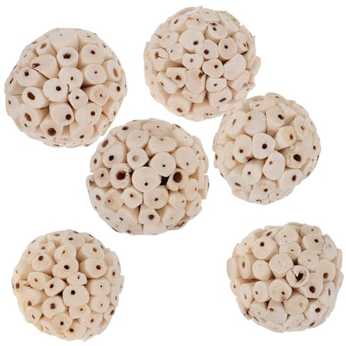 DIYEAH 6 pièces Lot de Jouets Naturels à Mâcher pour Rongeurs Balle Comestible Souple à Déchiqueter pour Lapin Rat Hamster et Cochon de Recherche de Nourriture Mastication