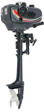 Moteur Hors-Bord 3.5HP 2 Temps 2.5kW, Moteur de Bateau Pêche avec CDI, Hors-Bord Essence pour Canot Kayak Annexe, 10km/h, 1.3L Réservoir, Allumage Manuel, Moteur Marine Bateau Pêche Loisir